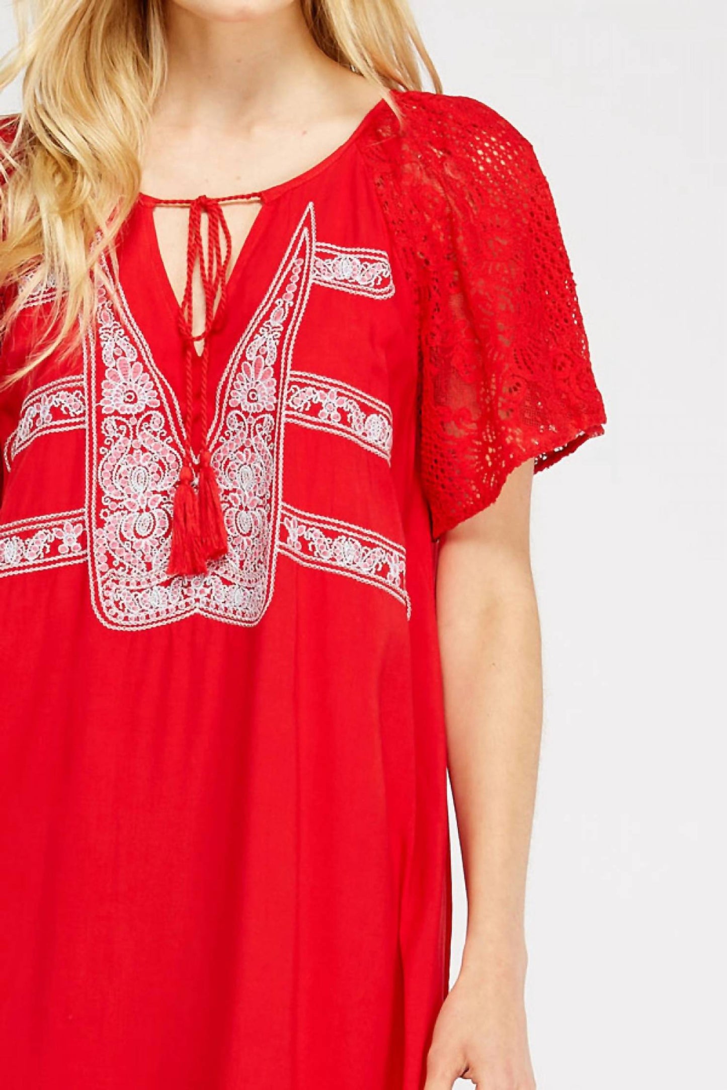 Entro - Lace & Embroidered Mini Dress