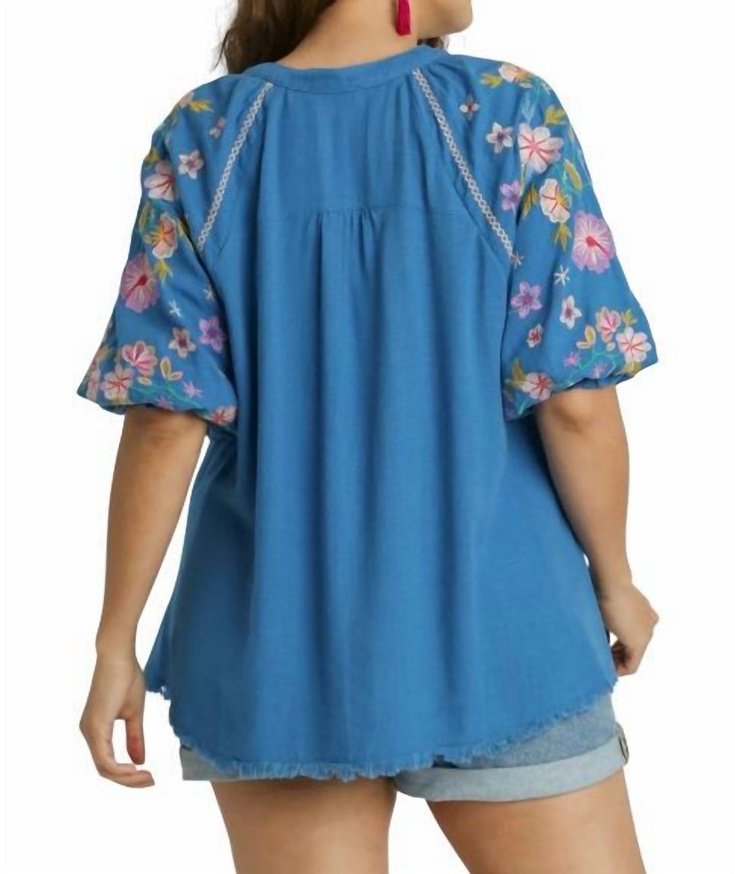 Umgee - Embroidered Sleeve Top - Plus