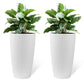 Set of 2 Faux Rattan Tall Planters with Automatic Watering System