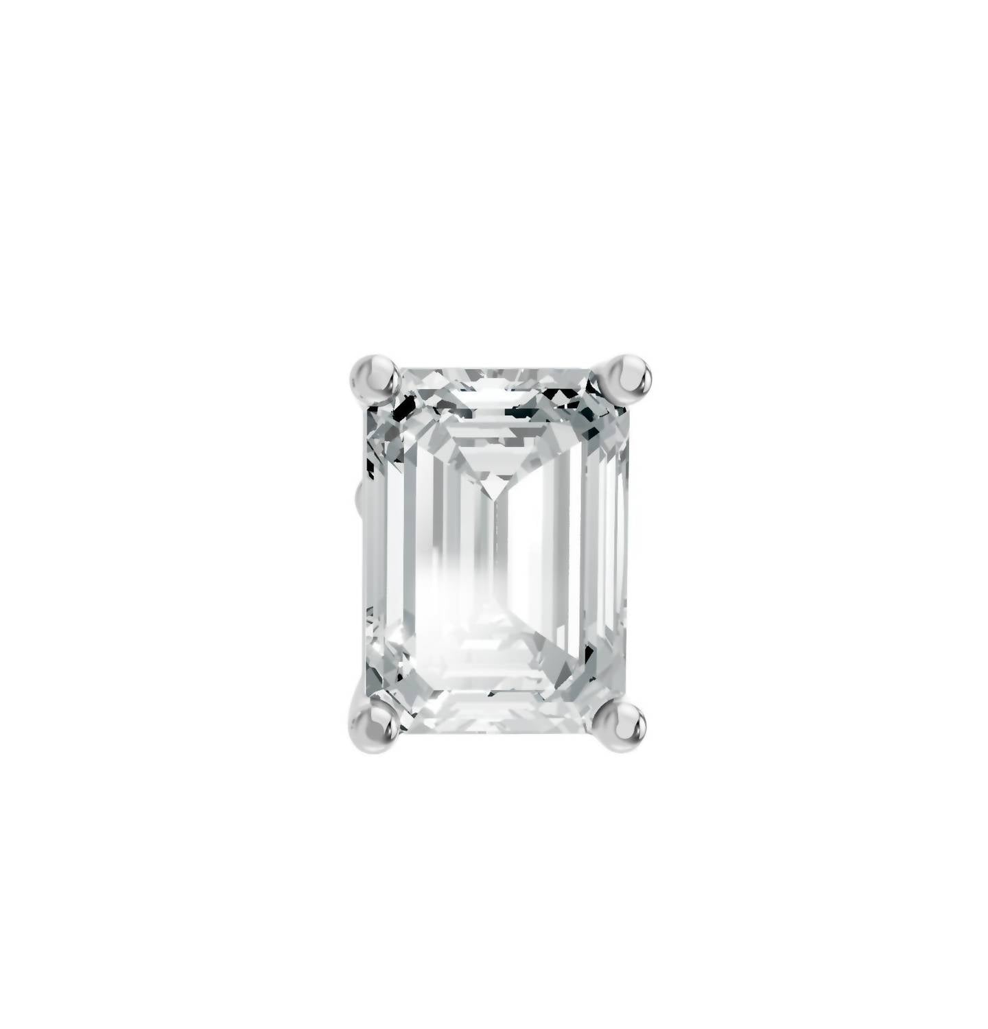 Aamiaa - Women's Emerald Shape 4 Prong Push Back Studs