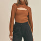 &Merci - Ribbed Knit Cutout Turtleneck Sweater