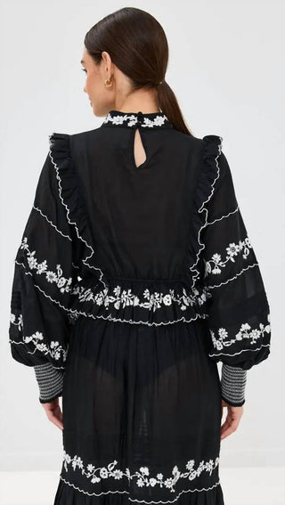 Farm Rio - Embroidered Long Sleeve Blouse