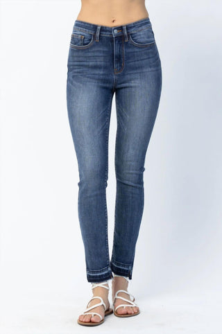 Judy Blue - Hi Waist Fray Slit Straight Leg Jeans