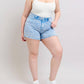 Judy Blue - Mid Rise Cyan Garment Dyed Shorts