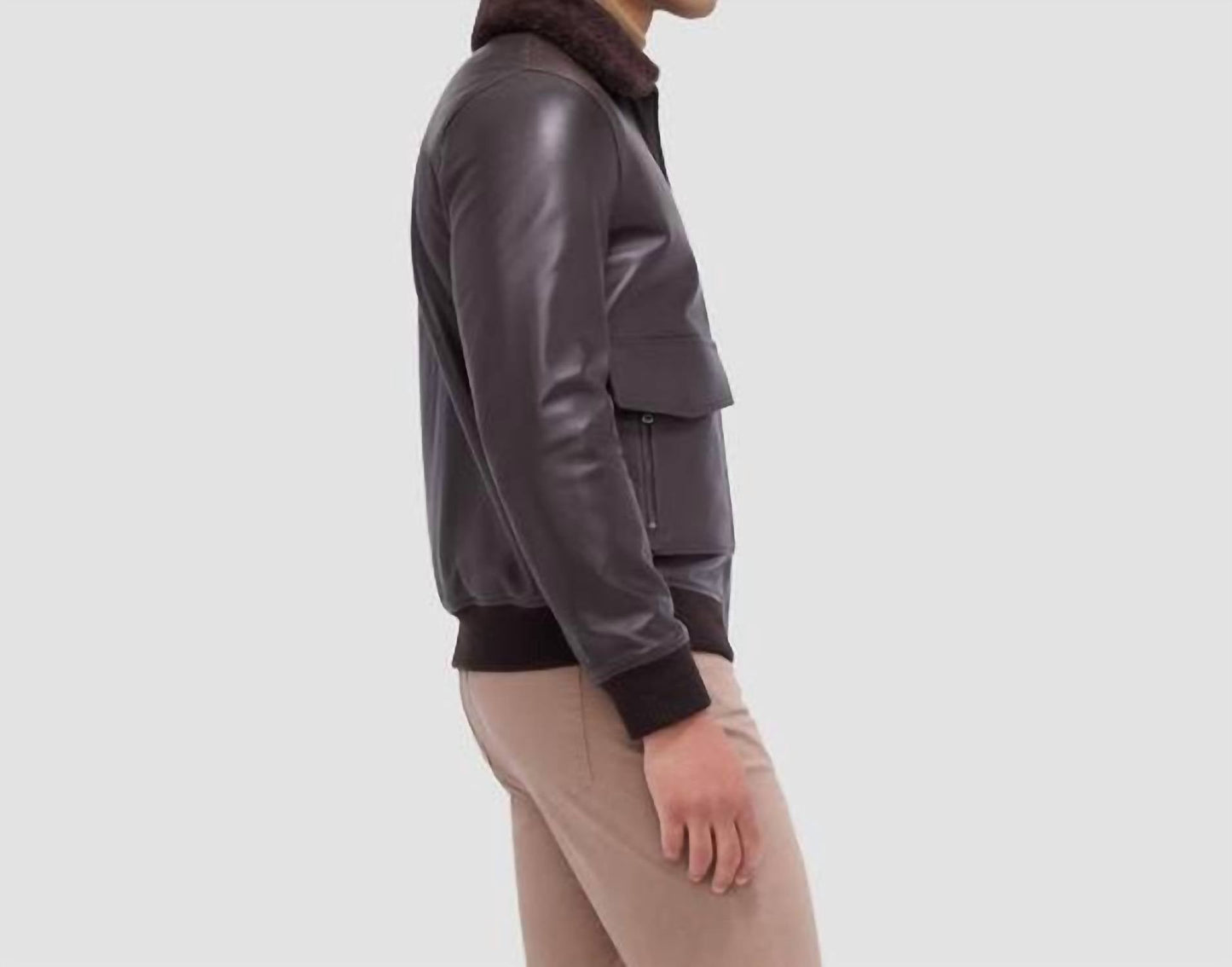 Bugatchi Uomo - Leather Zip Up Aviator Jacket