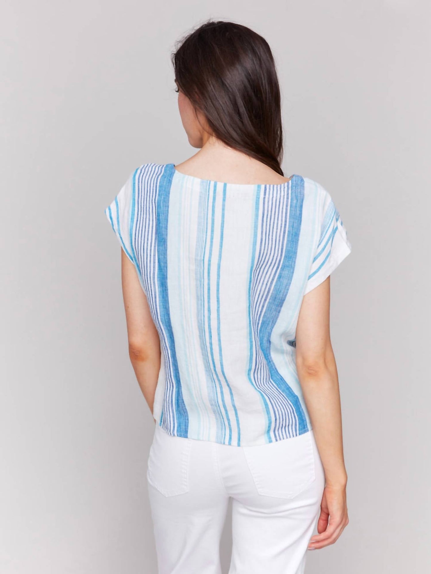 Charlie B - Striped Tie-front Blouse