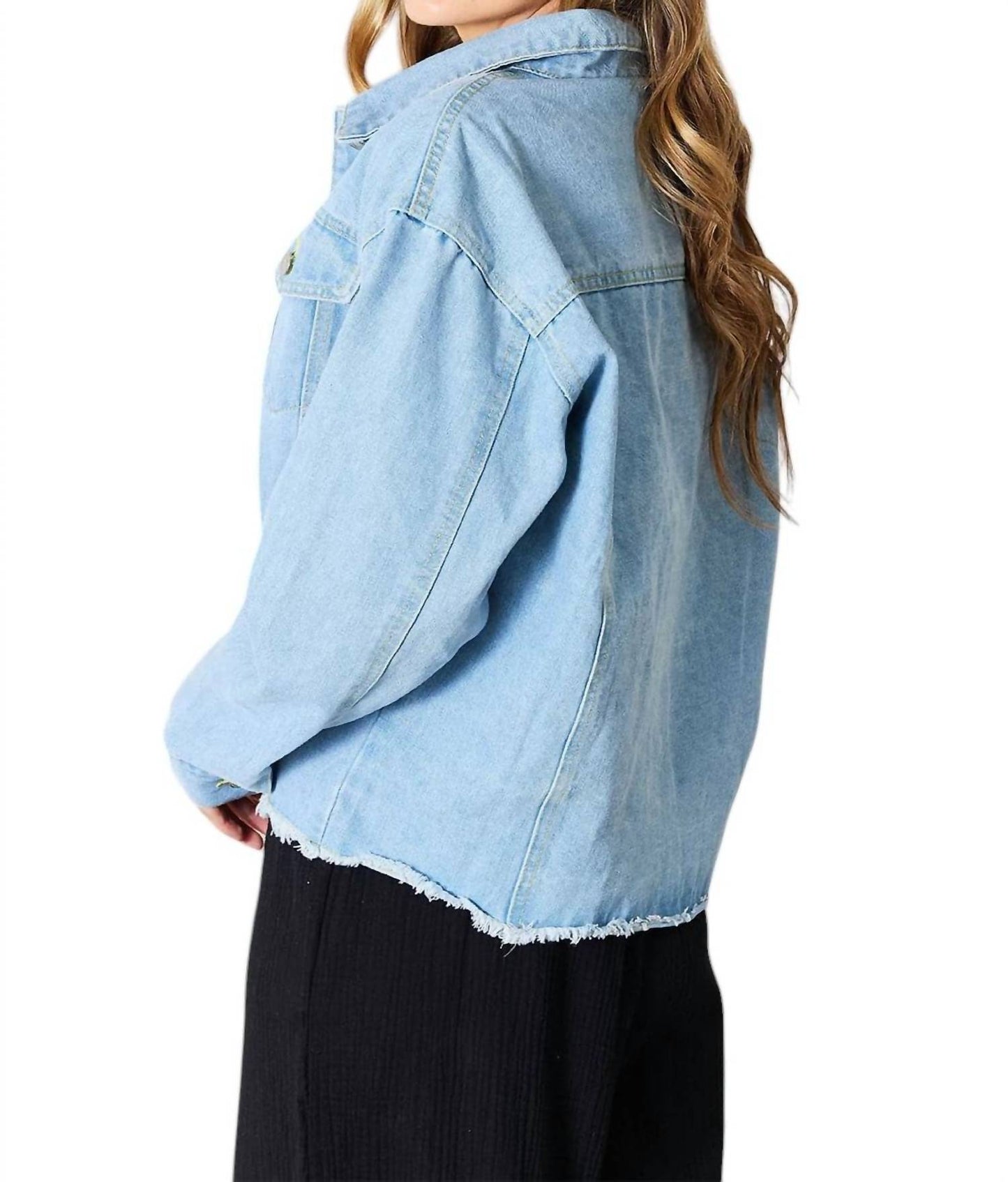 Double Take - Trendy Denim Jacket With Raw Hem