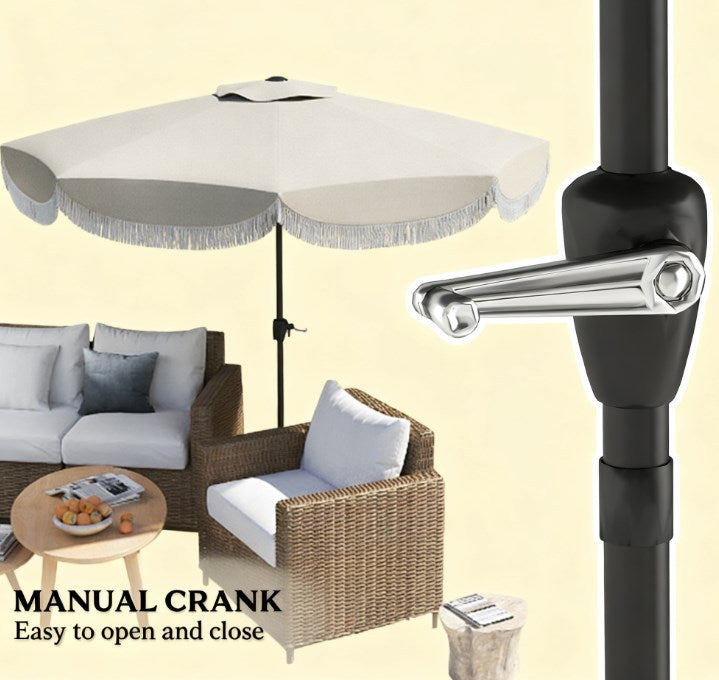 Vented Patio Table Umbrella with Crank and Push Button Tilt