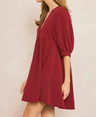 Entro - V Neck Baby Doll Dress