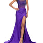 Ashleylauren - Stones Encrusted Strapless Gown