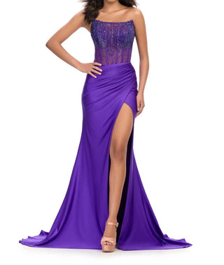Ashleylauren - Stones Encrusted Strapless Gown