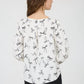 Blu Pepper - Bow Pattern Round Neck Long Sleeve Blouse