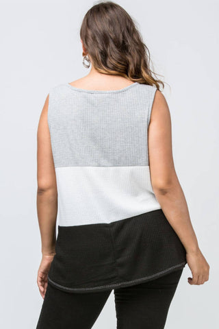 Entro - Color Block Waffle Knit Tank Top