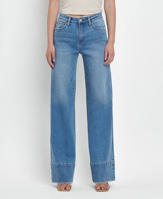 Vervet By Flying Monkey - High Rise Raw Hem Wide Leg A Line Jeans