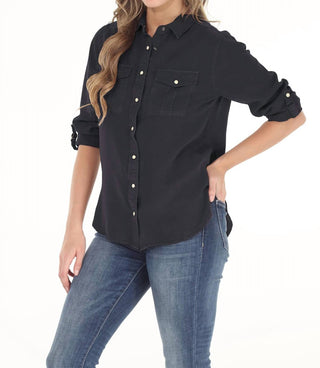 Paparazzi - Tencel Slub Snap Front Long Sleeve Shirt