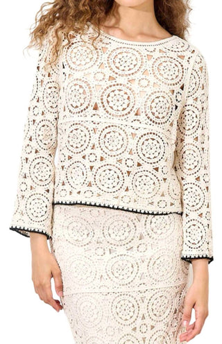 Apricot - Crochet Bell Sleeve Top