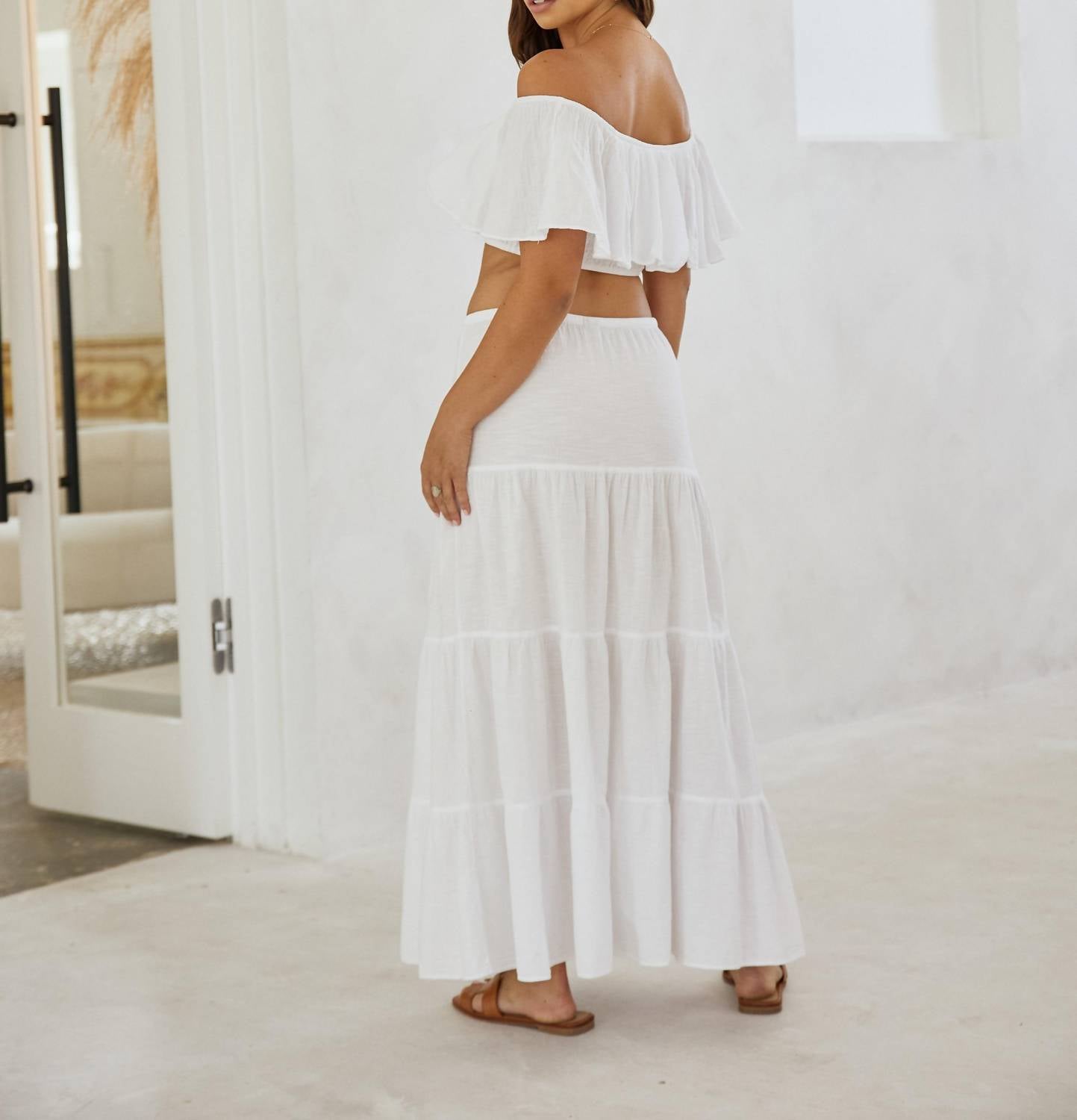 Blanco By Nature - Flowy Long Drawstring Skirt