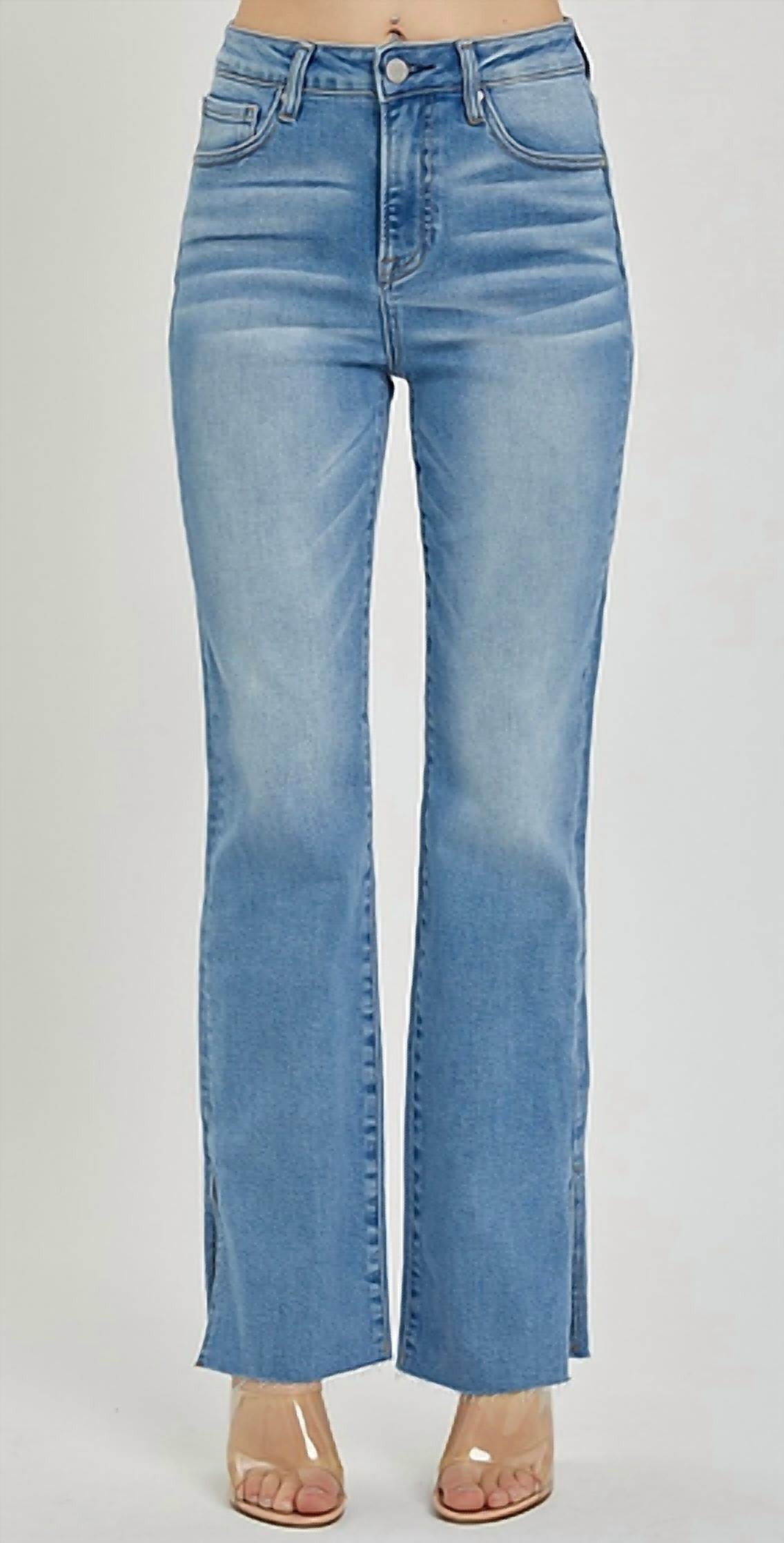 Risen - High Rise Raw Cut Hem Bootcut Jeans