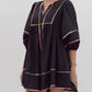 Entro - Solid Split V-neck Mini Dress