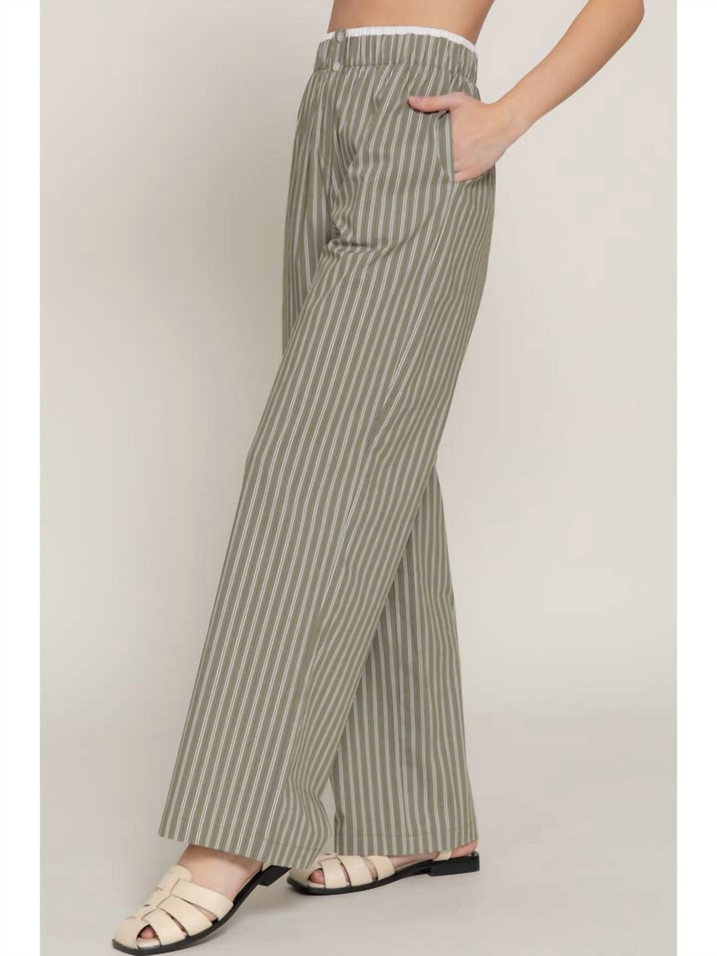 Active Basic - Contrast Waist Combo Boxer Straight Stripe Pants