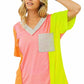 Bibi - Women's Color Block V-Neck Top