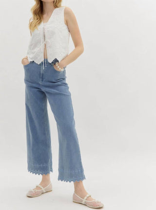 Entro - High Waist Eyelet Pants