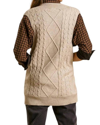 Umgee - Cable V-neck Sweater Vest