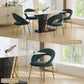 Velvet Fabric Dining Chair with Curved Backrest and Golden Metal Legs