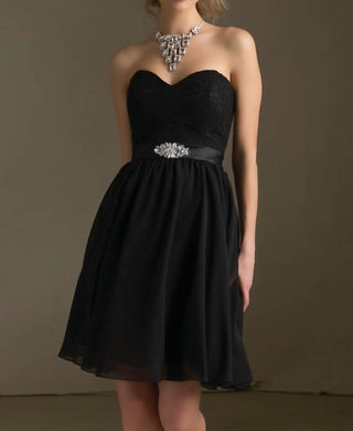 Morilee - Cocktail Lace Chiffon Dress With Satin Tie Sash