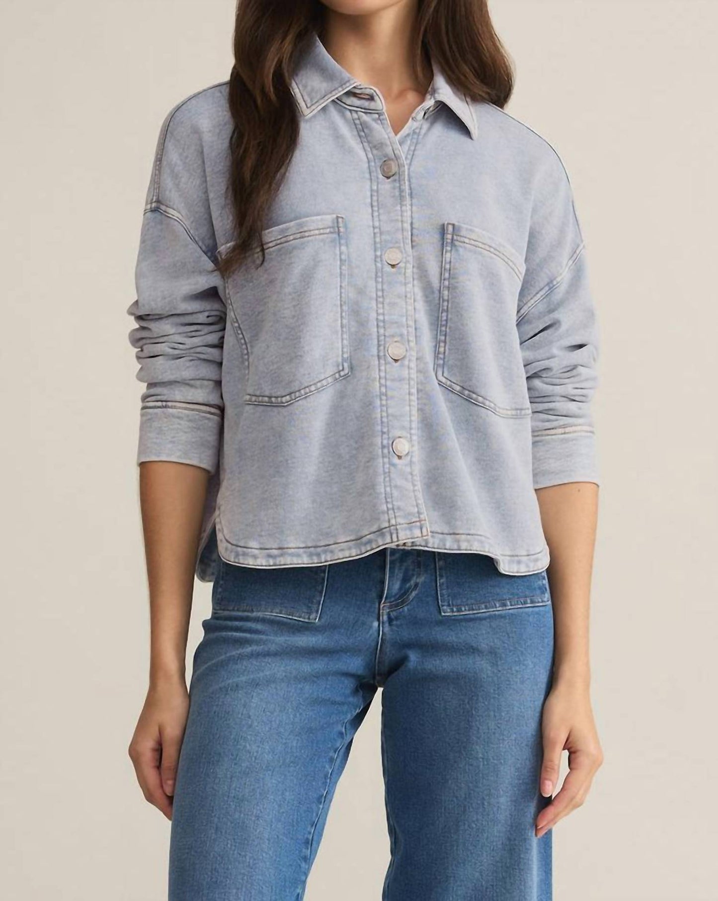 Z Supply - All Day Knit Cropped Denim Jacket