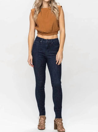 Judy Blue - High Waist Tummy Control Raw Hem Skinny Denim Jeans