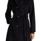 Lauren Ralph Lauren Tie Waist Faux Leather Trim Wool Blend Coat in Regal Navy , Size 6