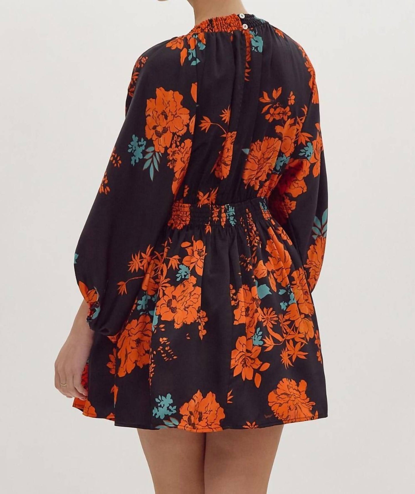 Entro - Fire And Ice Satin Floral Mini Dress