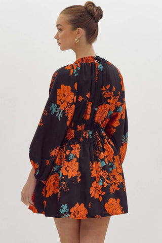 Entro - Fire And Ice Satin Floral Mini Dress