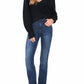 1.State - Women's V Neck Bubble Sleeve Sweater