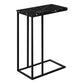 Accent Table, C-Shaped, Marble Look Modern Design - Black