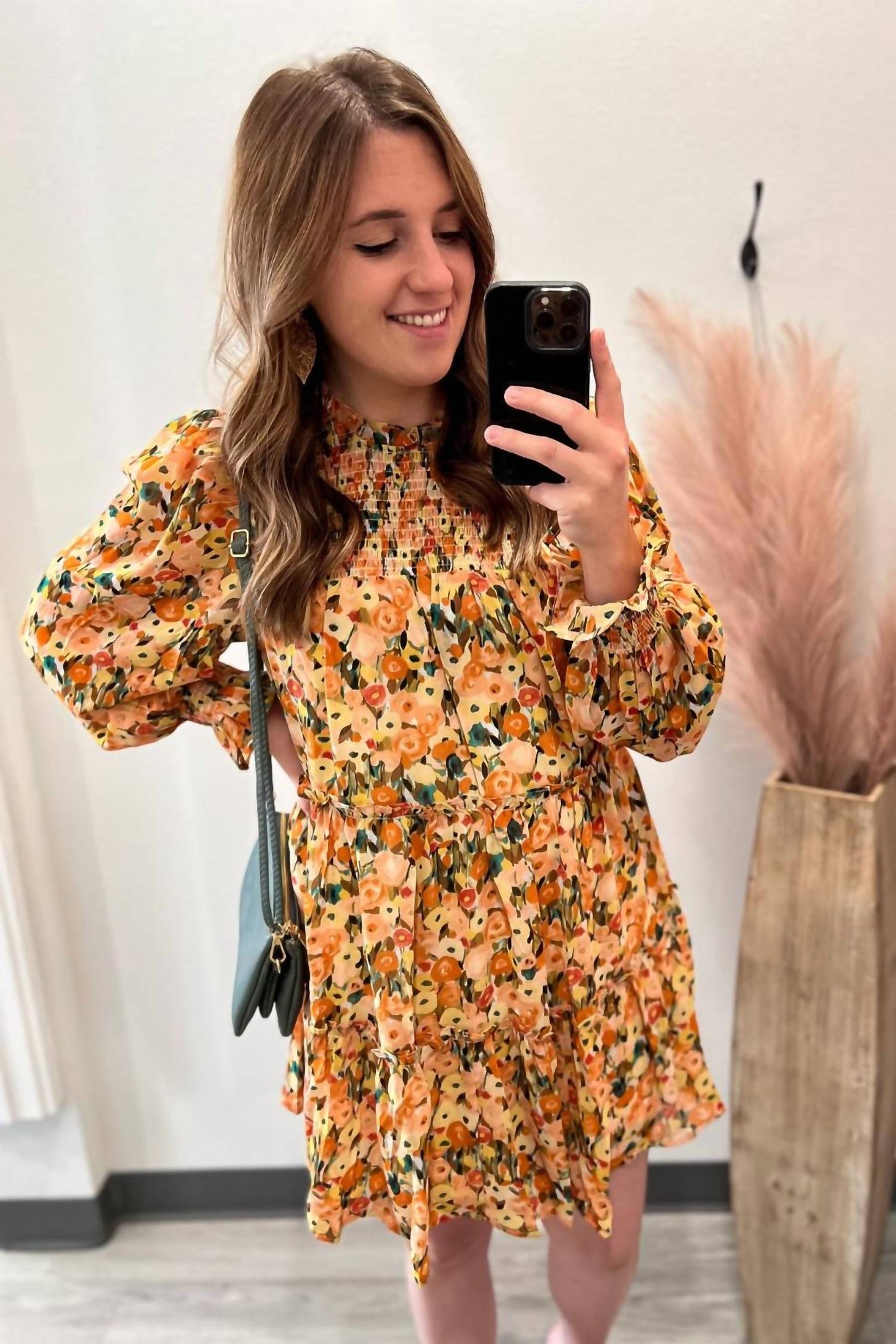 Entro - Floral Tiered Dress With Smocking