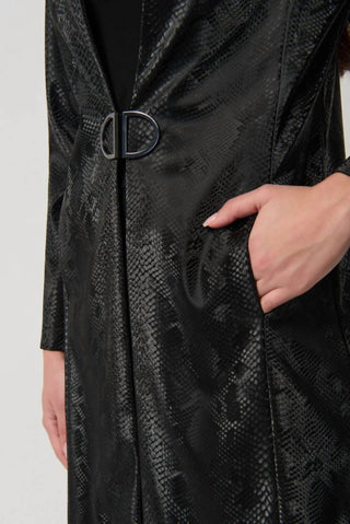 Joseph Ribkoff - Faux Leather Snake Print A-Line Coat