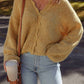 1 The Woman - Lantern Sleeve Scallop V Neck Buttoned Front Cardigan