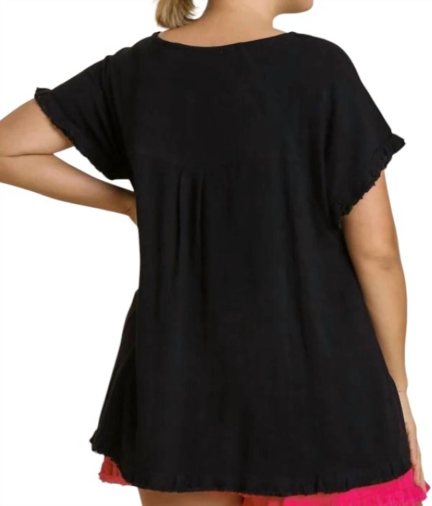 Umgee - Cut Out Frayed Fringe Top