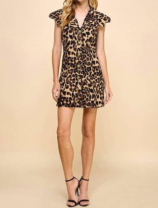Tcec - Cheetah Printed Button Down Dress