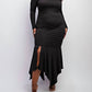 The Curve La - Plus Size Off Shoulder Metallic Knit Dress With Slit