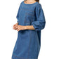 Lalavon - Denim Puff Sleeve Mini Dress