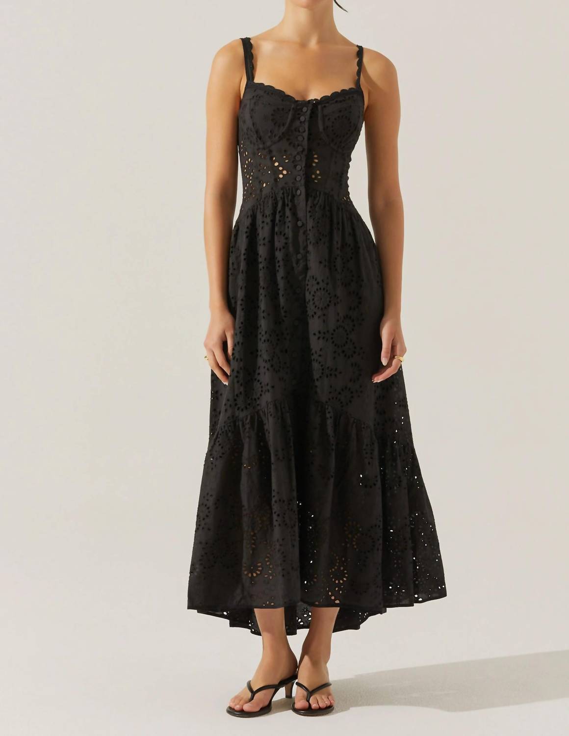 Astr - Yamila Eyelet Corset Midi Dress