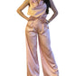A.C.G. Los Angeles - Satin Wide Leg Pants & Cowl Neck & Flower Sleeveless Top