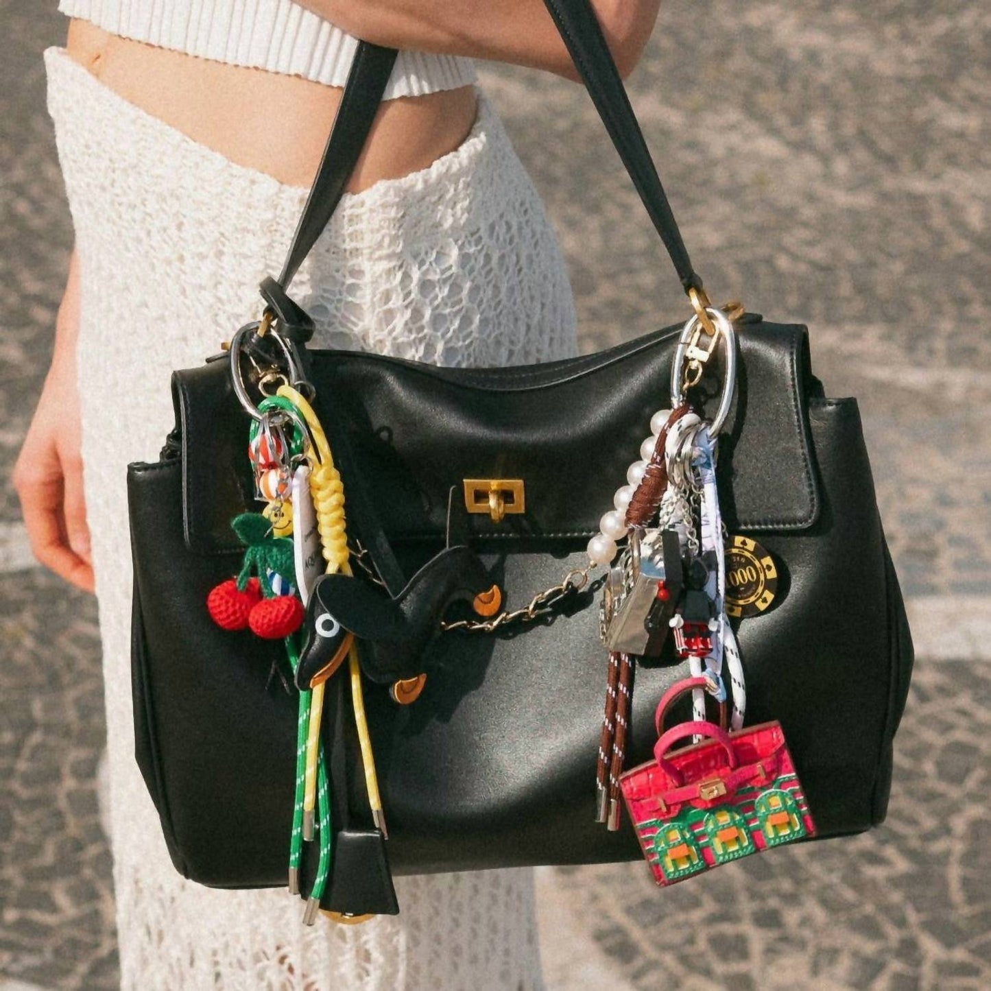 Baggly Charms - Women's Cherry Pop Beaded Keychain Bag Charm