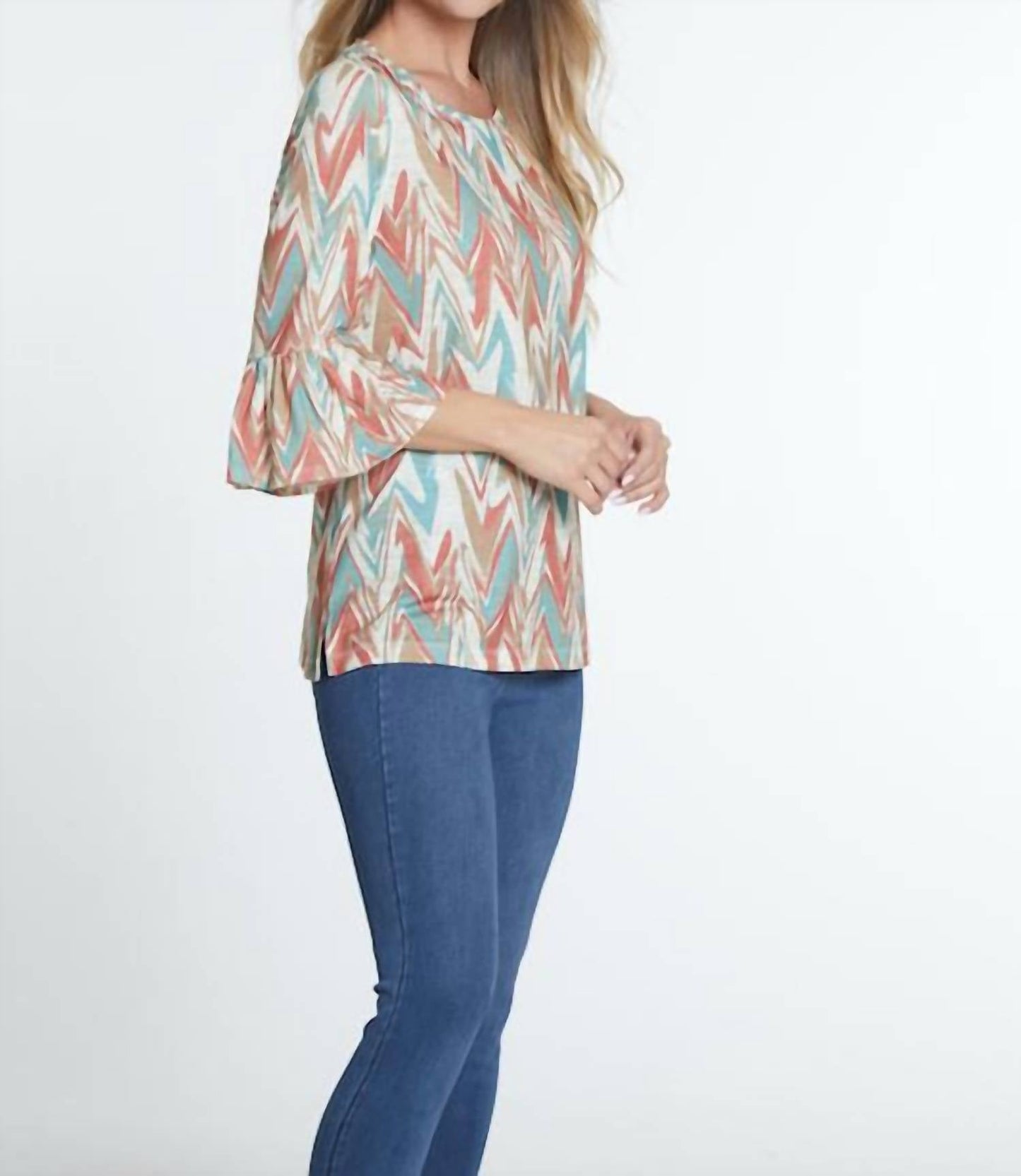 Multiples - Scoop Neck Geometric Print Top