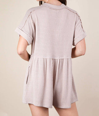 Very J - Two Tone Ribbed Knit Comfy Casual Romper
