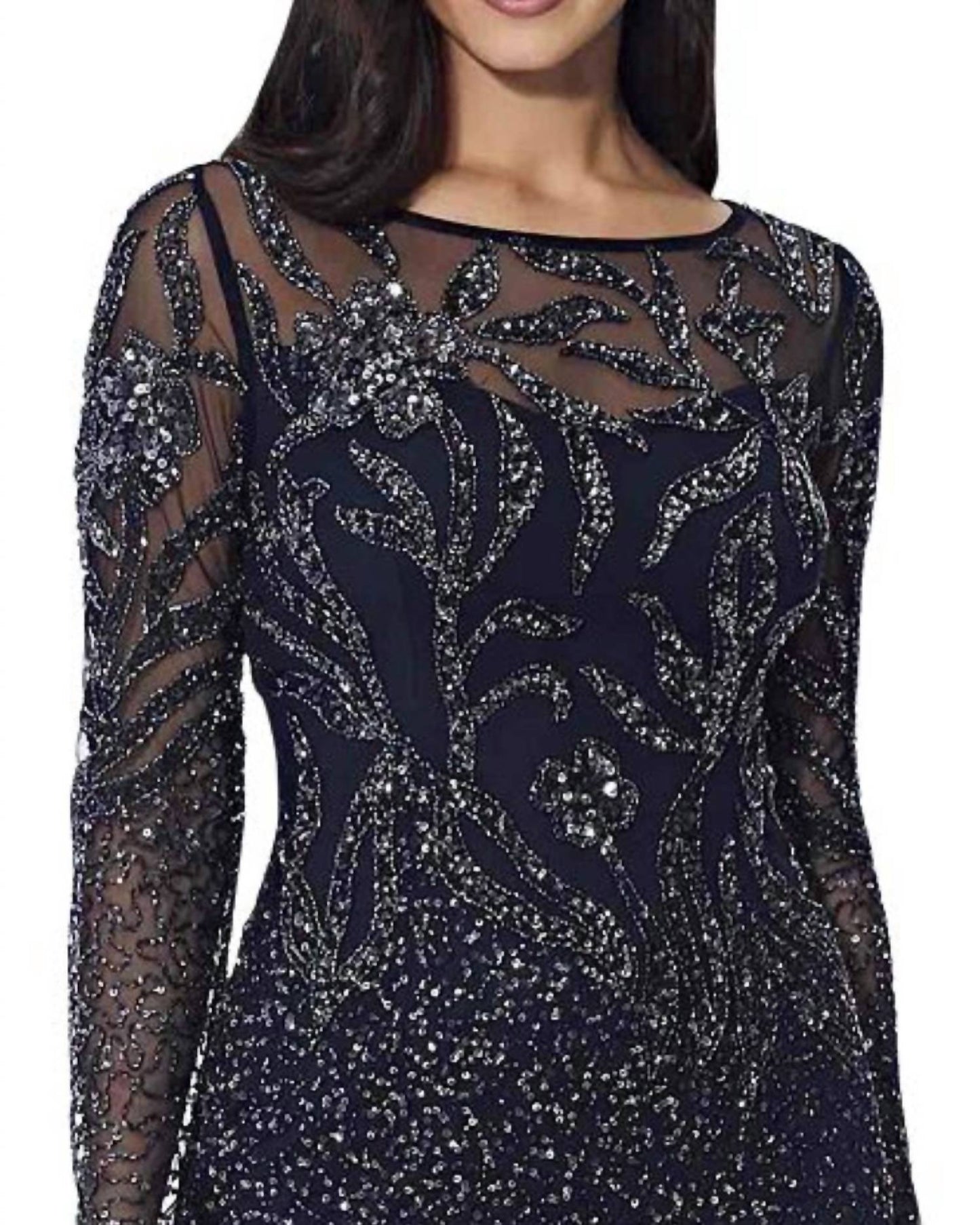 Adrianna Papell - Sequined Bodycon Mesh Dress
