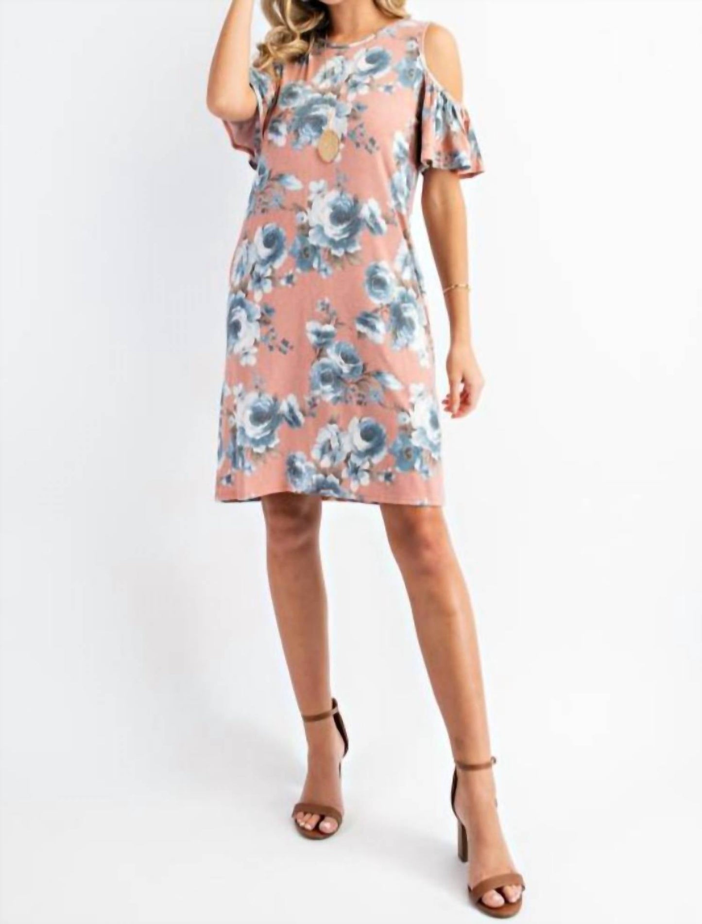 143 Story - Floral Cold Shoulder Fly Away Sleeve